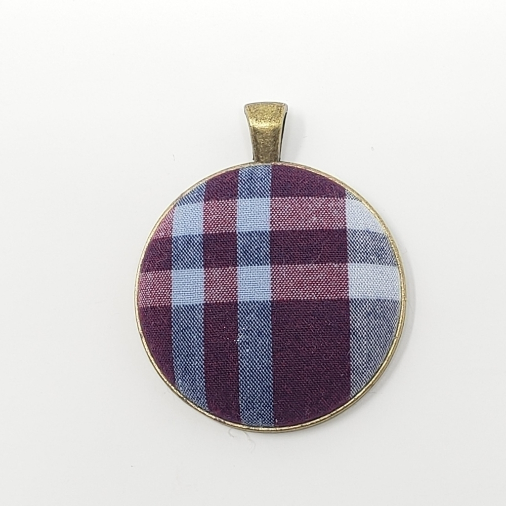 New Handmade | Upcycled Plaid Pendant Necklace
